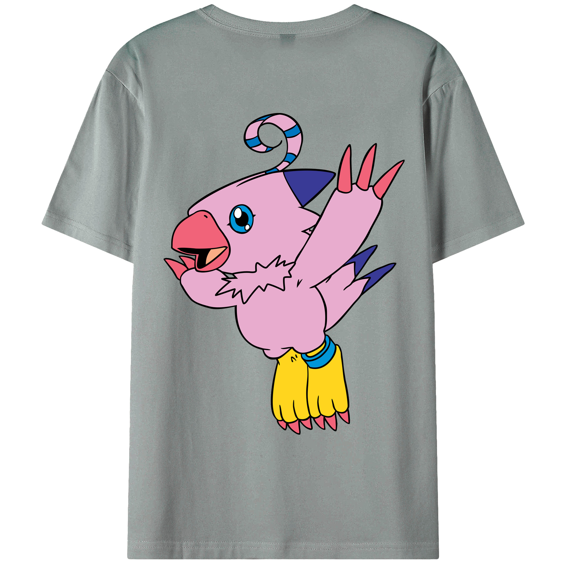 （画像用） Digimon デジタルモンスター/デジモン 綿100％ メンズ半袖Tシャツ（バックプリント） 通気性